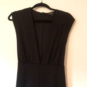 Black deep-V jumper/romper